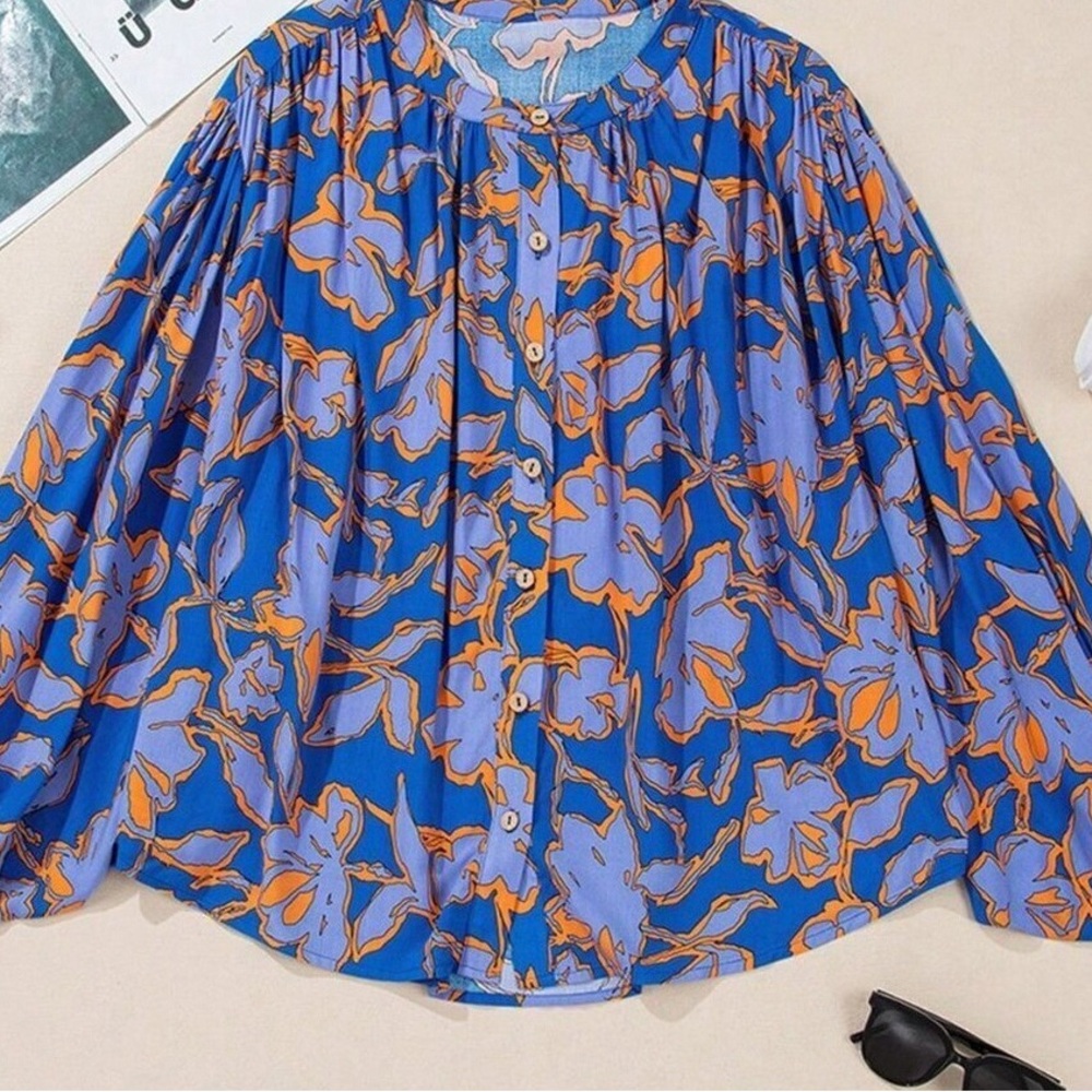 Vibrant Floral Button-Up Blouse